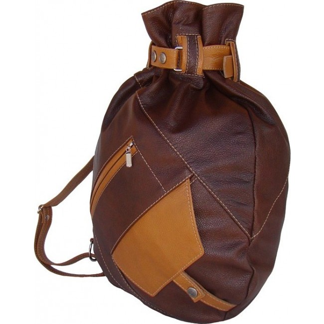 Женский кожаный рюкзак Sofitone RL 005 B8-B3 Коричневый - Песочный - фото №4
