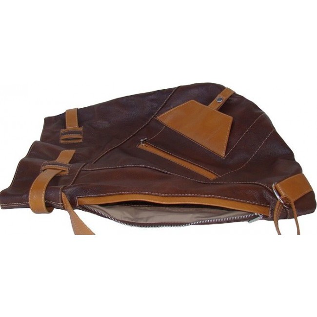 Женский кожаный рюкзак Sofitone RL 005 B8-B3 Коричневый - Песочный - фото №6