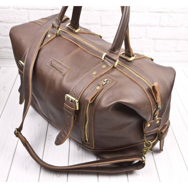 Кожаная дорожная сумка Carlo Gattini Campora 4019-04 Brown Темно-коричневый - фото №5