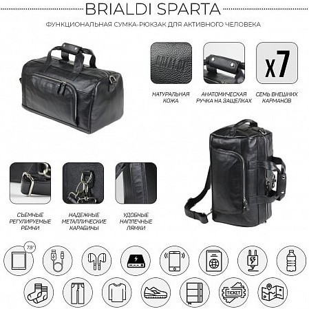Дорожная сумка Brialdi Sparta Черный relief black - фото №15