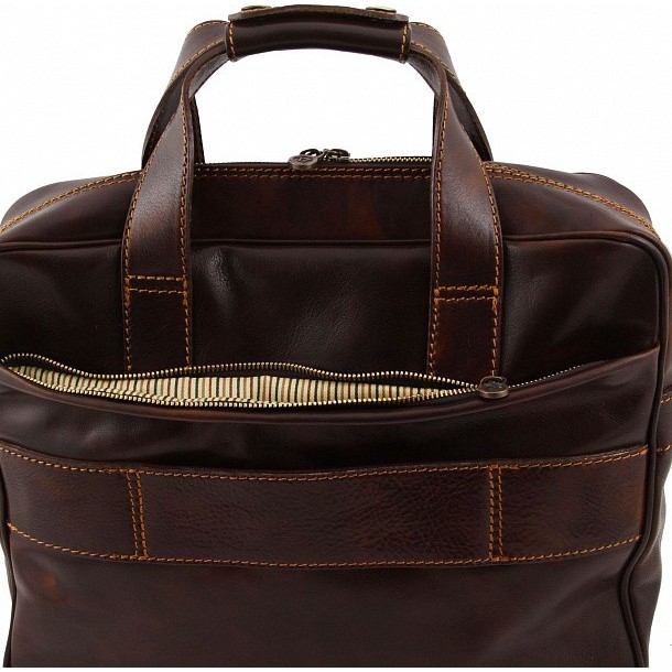 Кожаная сумка для ноутбука Tuscany Leather Reggio emilia TL140889 Темно-коричневый - фото №2