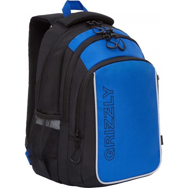 Школьный рюкзак Grizzly RB-152-1 черный-синий - фото №2
