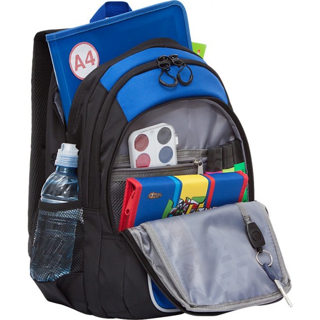 Школьный рюкзак Grizzly RB-152-1 черный-синий - фото №4