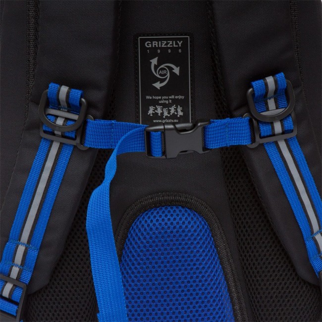 Школьный рюкзак Grizzly RB-152-1 черный-синий - фото №9