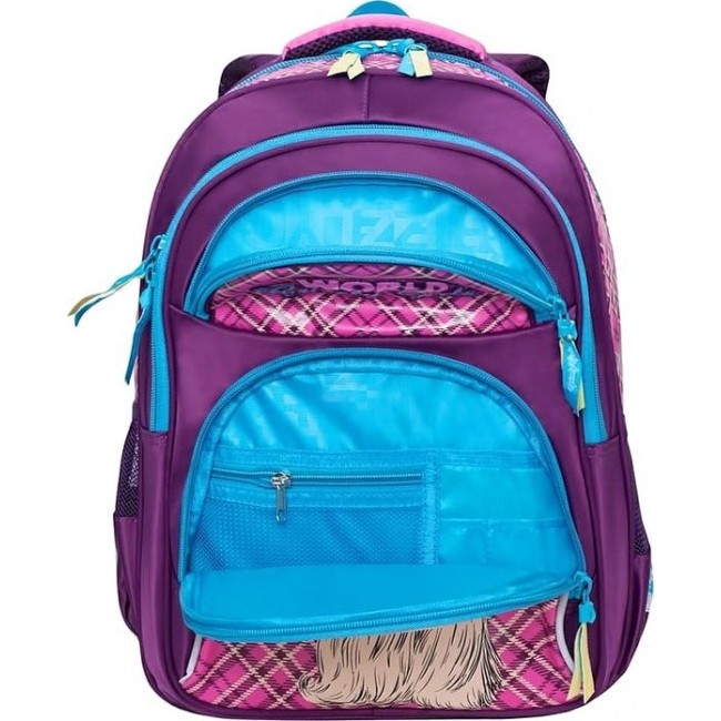 Рюкзак школьный с собачкой Grizzly RG-865-3 Собачка (лиловый и розовый) - фото №4