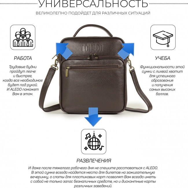 Кожаная мужская сумка-планшет Brialdi Aledo Коричневый Рельефный - фото №10