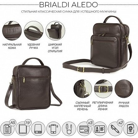 Кожаная мужская сумка-планшет Brialdi Aledo Коричневый Рельефный - фото №18