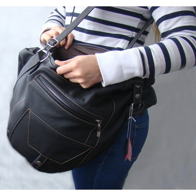 Кожаный рюкзачок с одной лямкой Sofitone RL 005 D4 Черный - фото №6