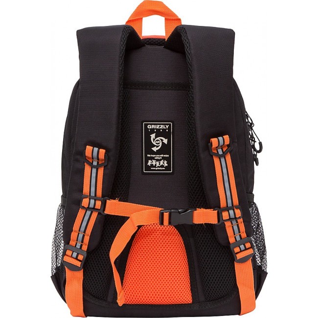 Рюкзак школьный Grizzly RB-152-3 черный-оранжевый - фото №3