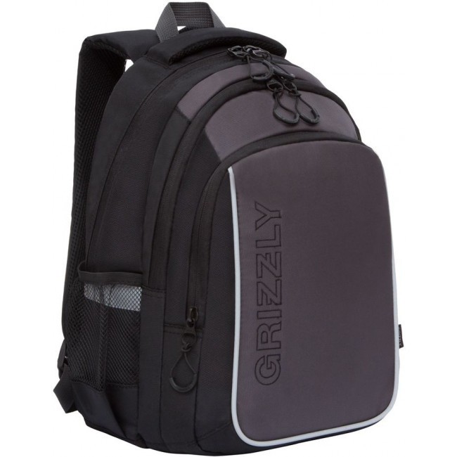 Школьный рюкзак Grizzly RB-152-1 черный-серый - фото №2