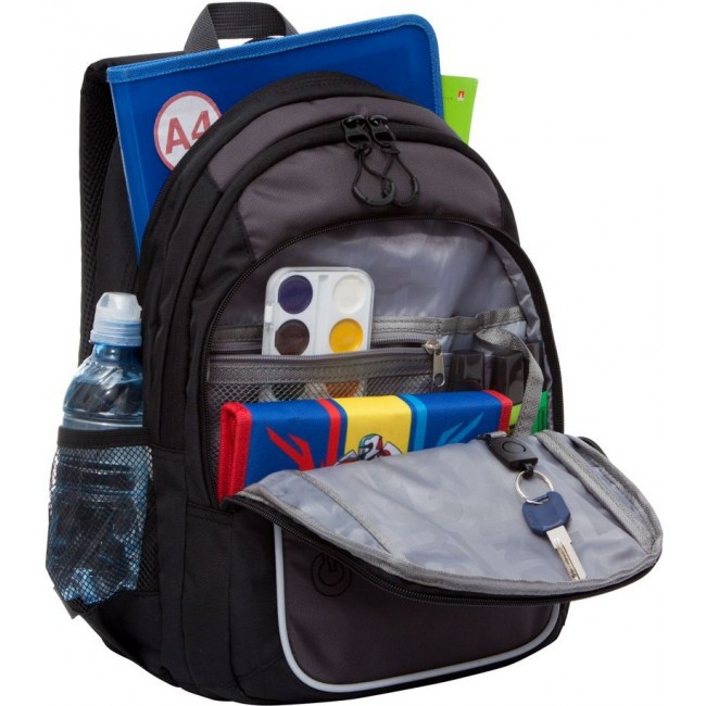 Школьный рюкзак Grizzly RB-152-1 черный-серый - фото №4