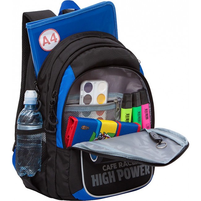 Рюкзак школьный Grizzly RB-152-3 черный-синий - фото №4