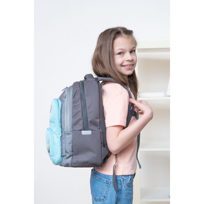 Рюкзак школьный Grizzly RG-262-1 серый-мятный - фото №13
