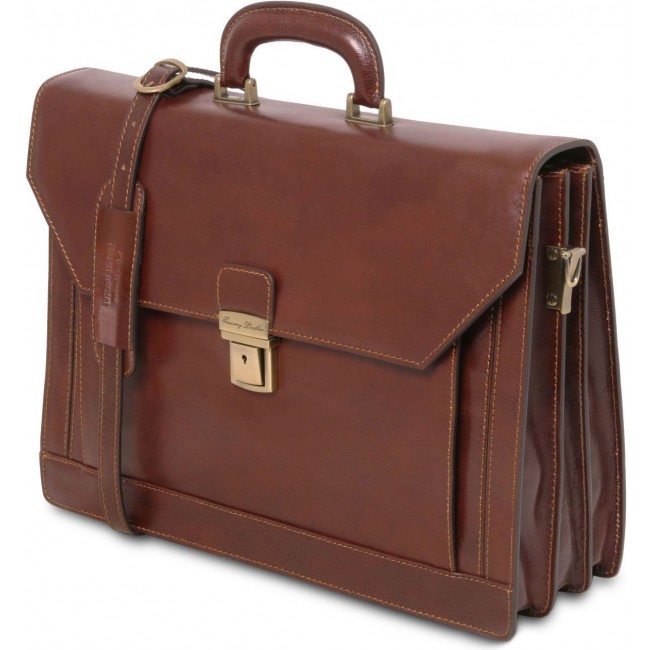 Кожаный портфель Tuscany Leather Roma TL141349 Темно-коричневый - фото №2
