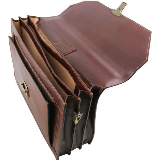 Кожаный портфель Tuscany Leather Roma TL141349 Темно-коричневый - фото №5