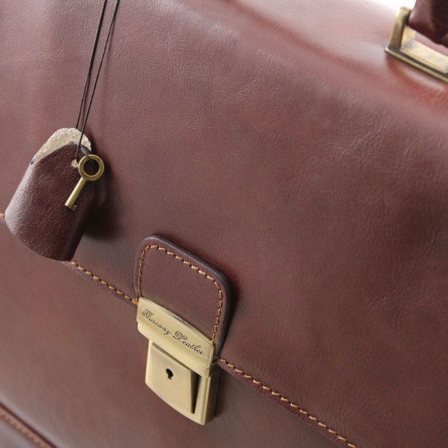 Кожаный портфель Tuscany Leather Roma TL141349 Темно-коричневый - фото №6