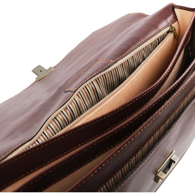 Кожаный портфель Tuscany Leather Roma TL141349 Темно-коричневый - фото №8