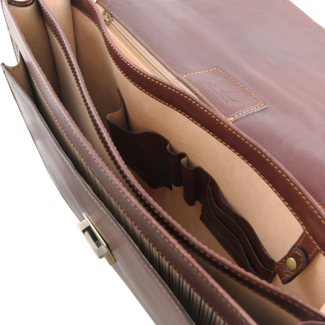 Кожаный портфель Tuscany Leather Roma TL141349 Темно-коричневый - фото №9