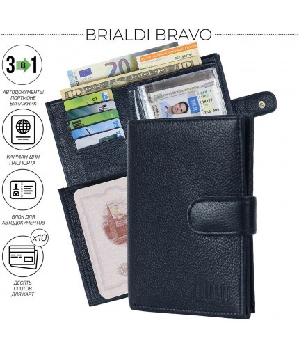 Портмоне Brialdi Bravo Relief Navy- фото №1