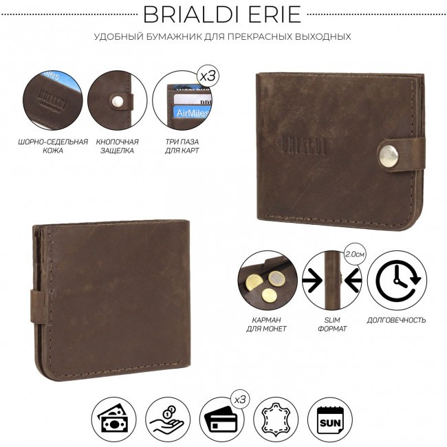 Бумажник Brialdi Erie Brown Коричневый - фото №4
