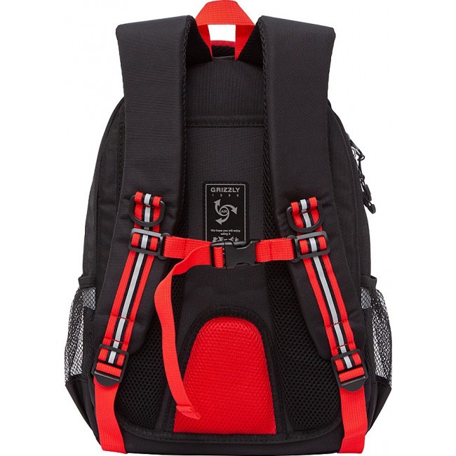 Рюкзак школьный Grizzly RB-152-3 черный-красный - фото №3