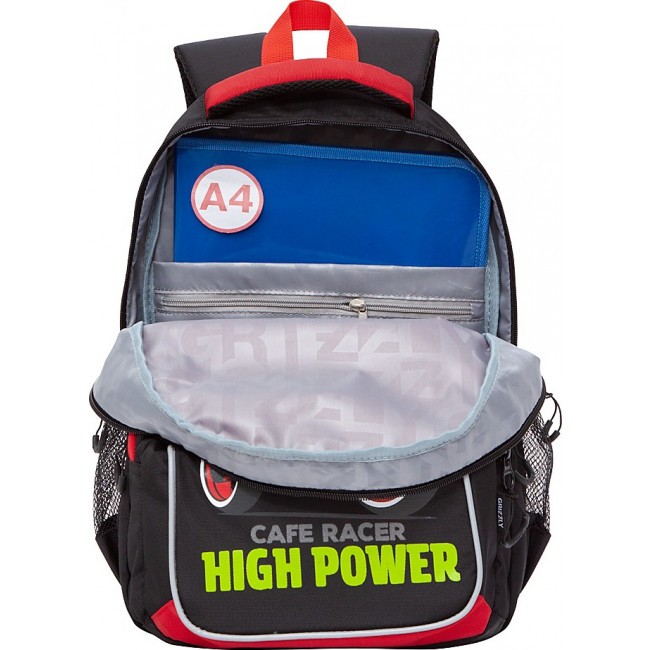 Рюкзак школьный Grizzly RB-152-3 черный-красный - фото №5