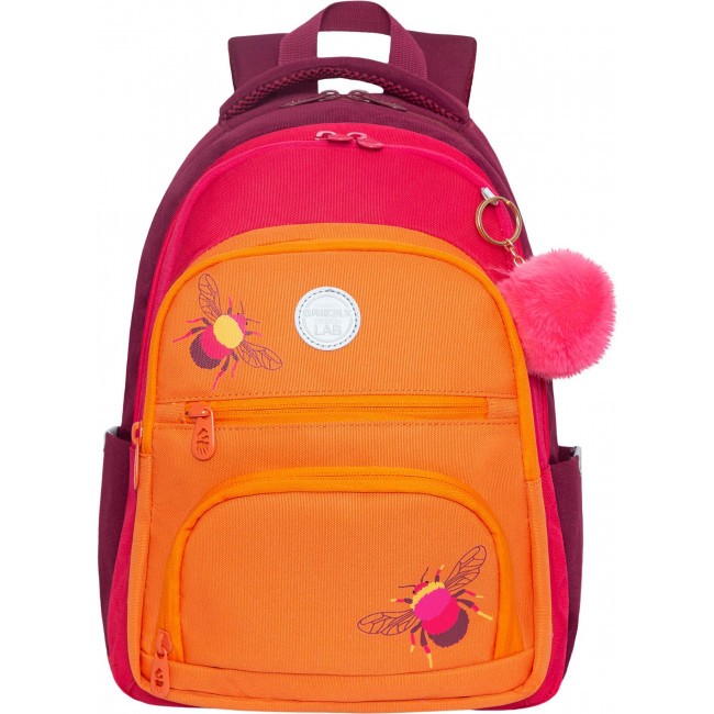 Рюкзак школьный Grizzly RG-262-1 бордовый-оранжевый - фото №2