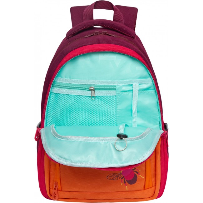Рюкзак школьный Grizzly RG-262-1 бордовый-оранжевый - фото №4