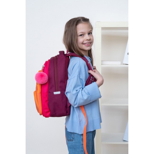 Рюкзак школьный Grizzly RG-262-1 бордовый-оранжевый - фото №13