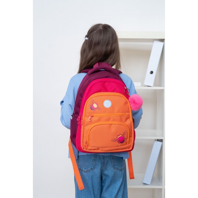 Рюкзак школьный Grizzly RG-262-1 бордовый-оранжевый - фото №14