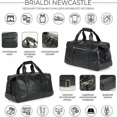 Дорожная сумка Brialdi Newcastle Черный Рельефный - фото №22