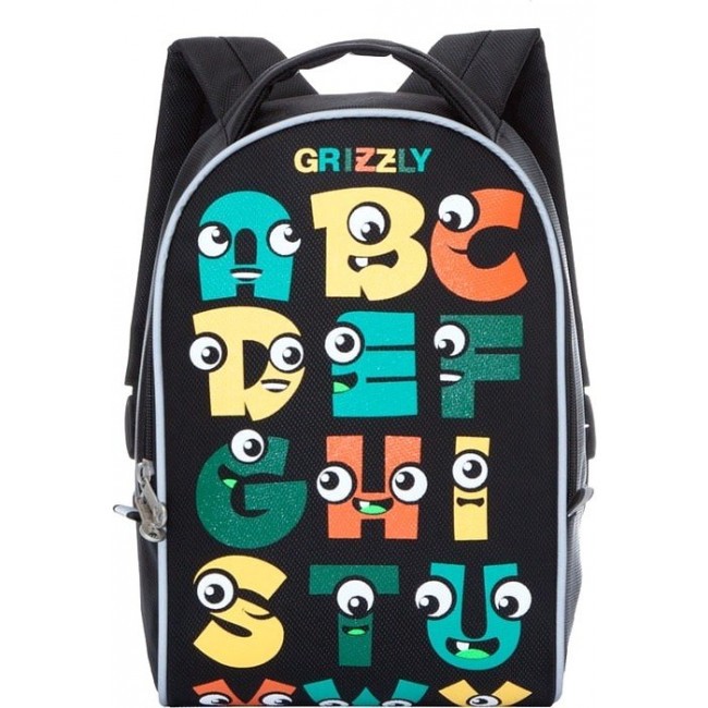Школьный портфель Grizzly RS-734-5 Черный - оранжевый - фото №1