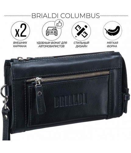 Мужской клатч Brialdi Columbus Black Черный- фото №1