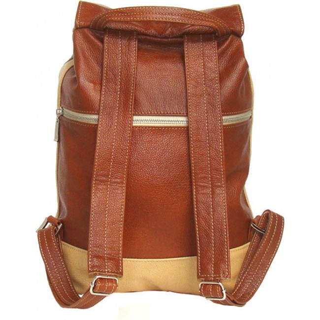 Рюкзак из натуральной кожи Sofitone RM 002 В5/A7 Светлый рыжий - Бежевый - фото №4