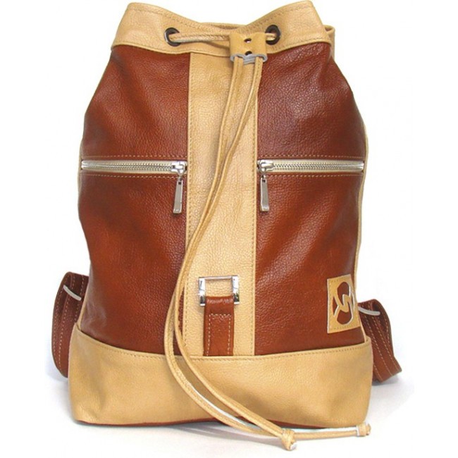 Рюкзак из натуральной кожи Sofitone RM 002 В5/A7 Светлый рыжий - Бежевый - фото №3