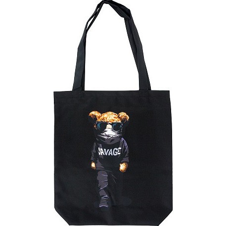 Эко-сумка шоппер Kawaii Factory Мишки в черном - фото №1