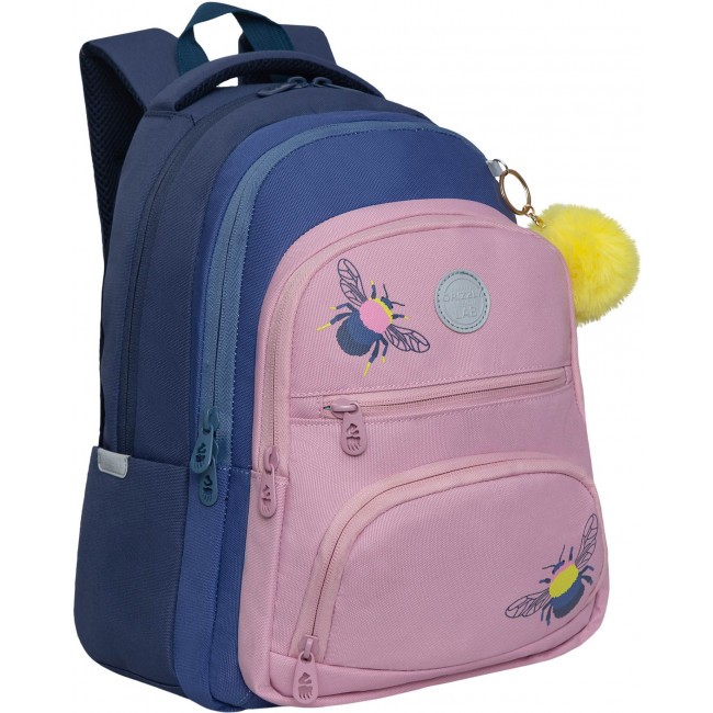 Рюкзак школьный Grizzly RG-262-1 синий-розовый - фото №1