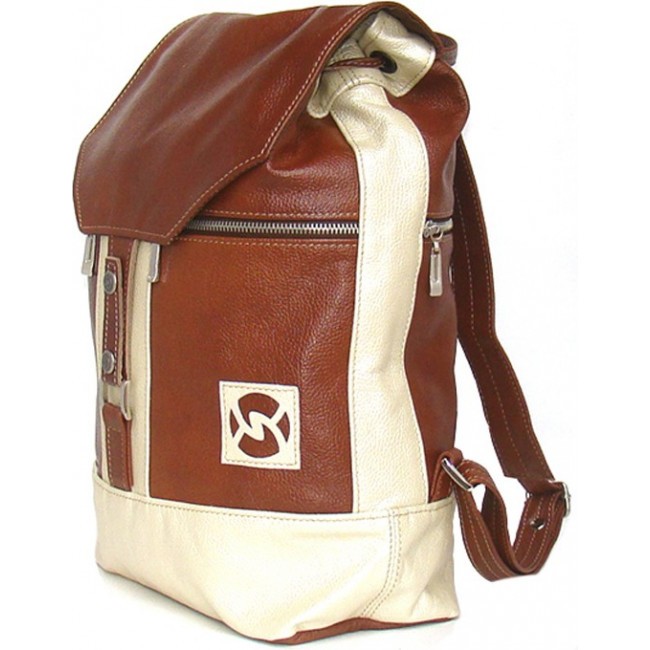 Рюкзак из натуральной кожи Sofitone RM 002 B5/A4 Светлый рыжий-Бежевый - фото №2