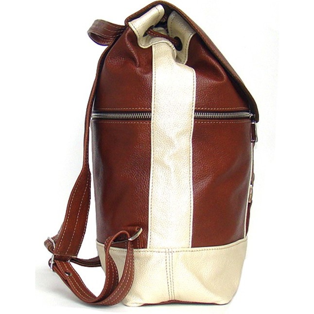 Рюкзак из натуральной кожи Sofitone RM 002 B5/A4 Светлый рыжий-Бежевый - фото №4