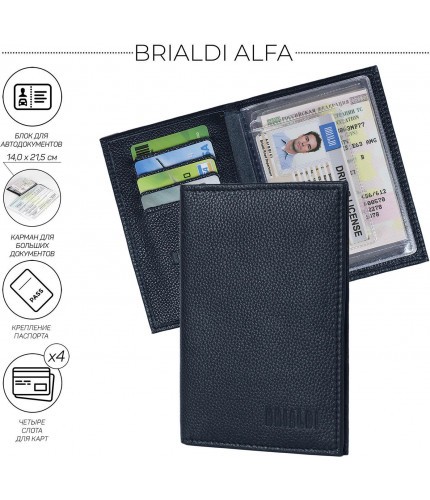 Портмоне Brialdi Alfa Relief Navy- фото №1