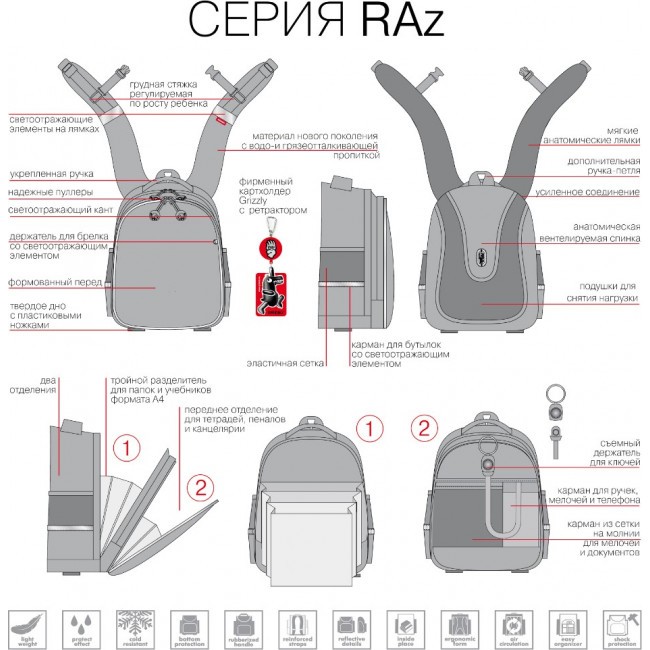 Рюкзак школьный Grizzly RAz-086-8 розовый - фото №7