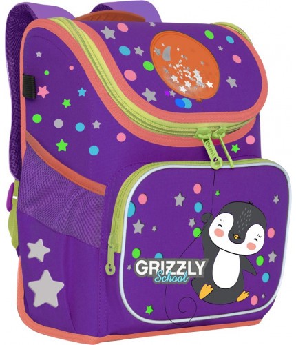 Рюкзак Grizzly RAl-194-3 фиолетовый - оранжевый- фото №1