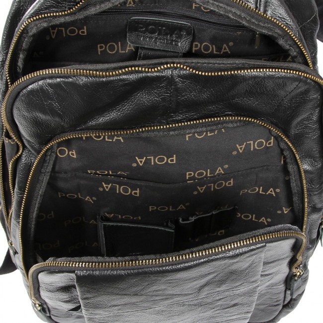 Рюкзак мужской из кожи Pola 1805 Черный - фото №5