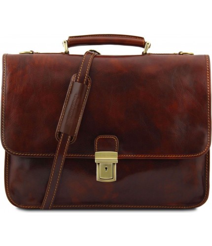 Кожаный портфель Tuscany Leather Torino TL10029 Коричневый- фото №3