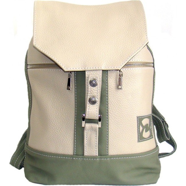 Рюкзак из натуральной кожи Sofitone RM 002 P1/D7 Светло-серый-Оливковый - фото №1