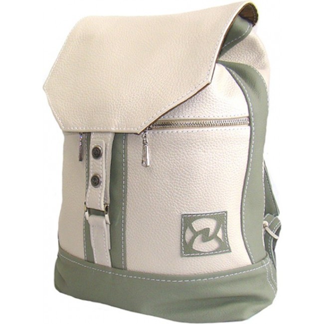 Рюкзак из натуральной кожи Sofitone RM 002 P1/D7 Светло-серый-Оливковый - фото №2
