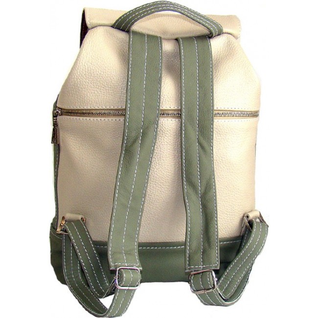 Рюкзак из натуральной кожи Sofitone RM 002 P1/D7 Светло-серый-Оливковый - фото №3