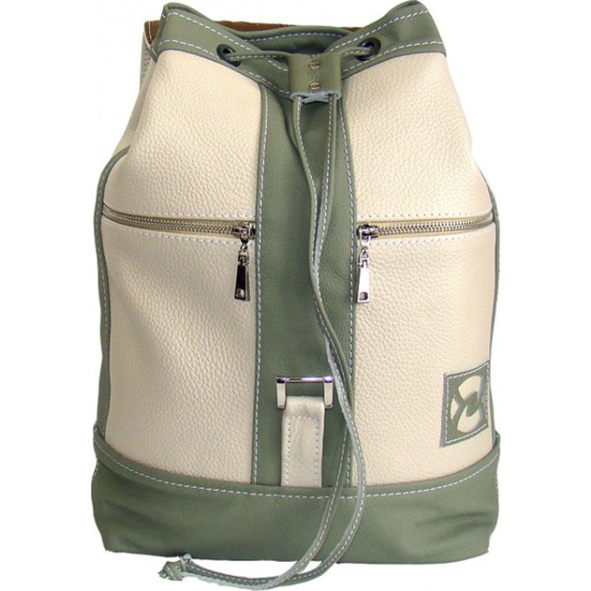 Рюкзак из натуральной кожи Sofitone RM 002 P1/D7 Светло-серый-Оливковый - фото №4