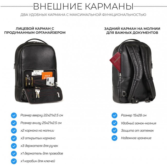 Мужской рюкзак Brialdi Daily Relief black Черный - фото №12