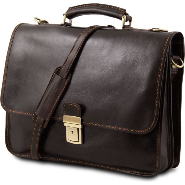 Кожаный портфель Tuscany Leather Torino TL10029 Темно-коричневый - фото №2